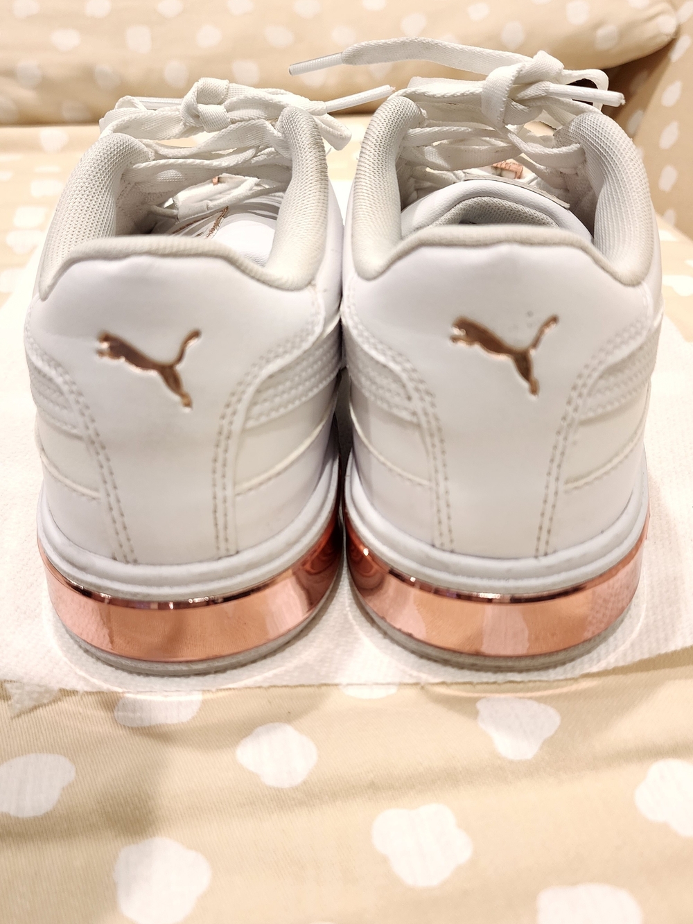 Puma White Sneakers with Rose Gold Accents